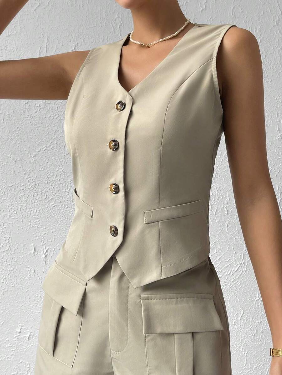 Chiquease Solid Button Front Waistcoat