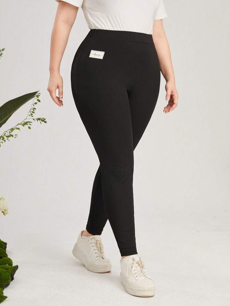 Mulvari Plus Letter Patched Leggings