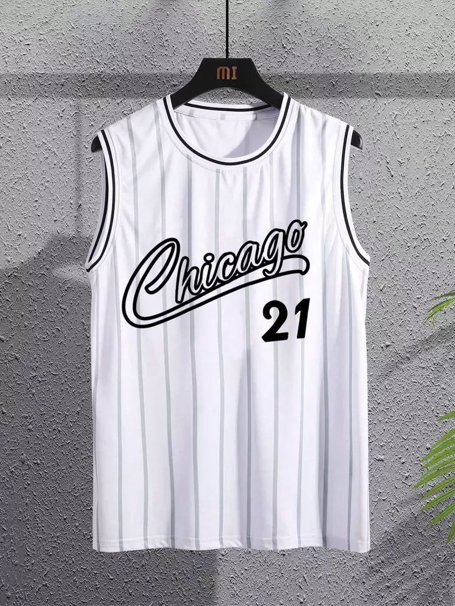 Manfinity Sporsity Men Letter Graphic Striped Trim Tank Top, Sleeveless Basketball Jersey, Boyfriend Gift