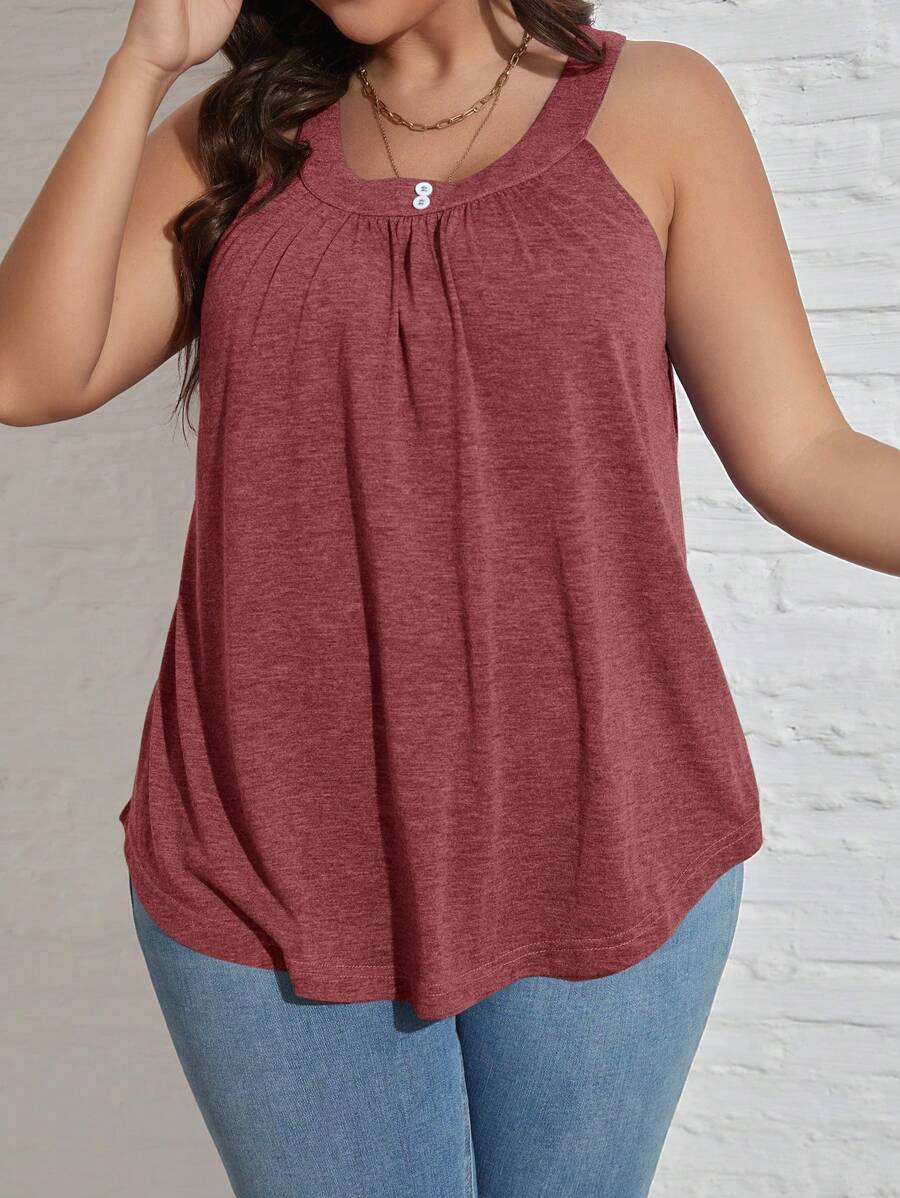 SHEIN LUNE Plus Plicated Detail Tank Top