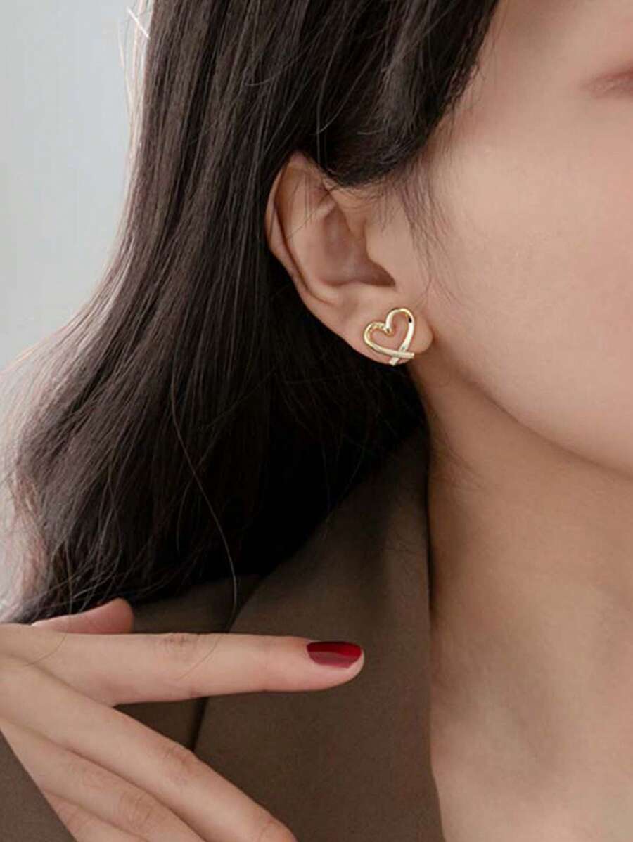 2 Peças Brinco Cuff Decoração de Coração, Dia dos Namorados, Mãe, Mãe, Dia das Mães, Presente