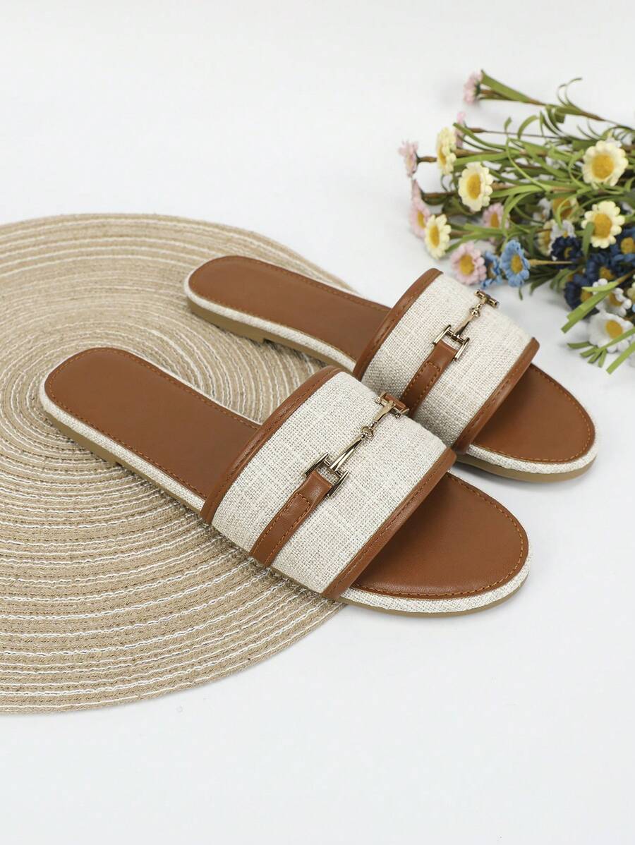 Mujer Sandalias planas con diseño metal moda verano