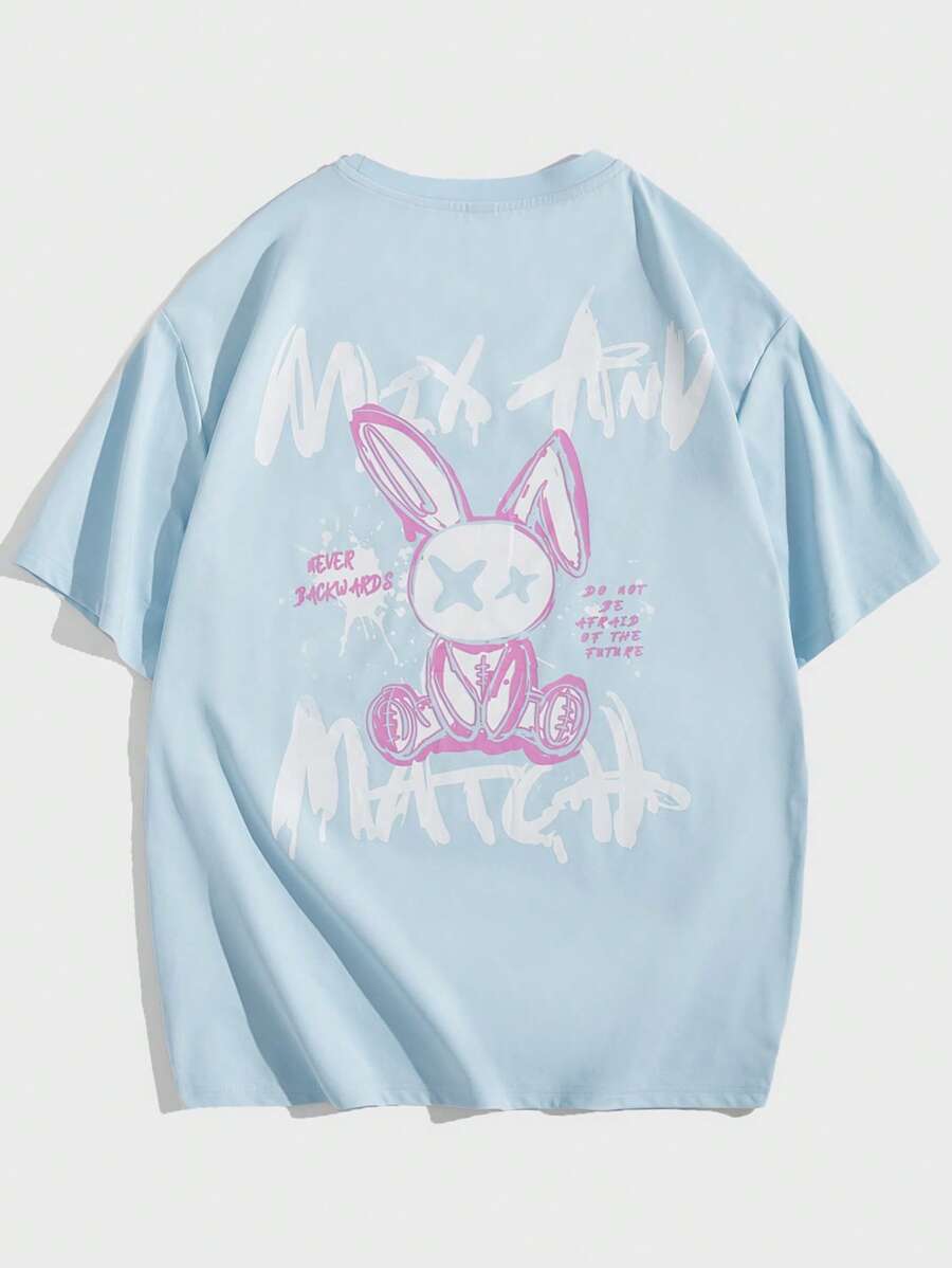 Manfinity VCAY Loose Fit Men's Cartoon & Slogan Graphic T-Shirt, Summer