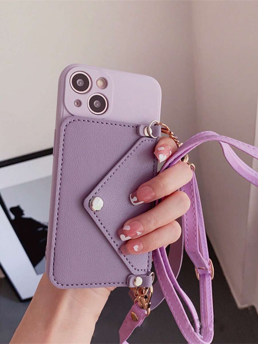 Crossbody Strap Wallet Style Phone Case With Card Slot, Compatible With Iphone, Xiaomi, Huawei, Samsung, Etc.