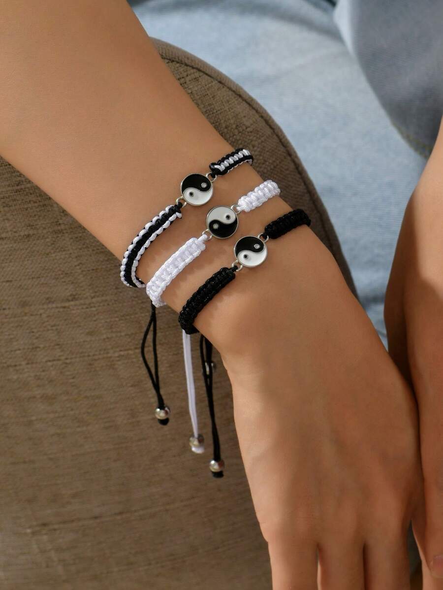 3 pièces Set de bracelets tressés polyvalents et pour femmes