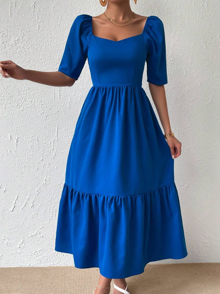 Calvaya Sweetheart Neck Ruffle Hem Dress Maxi Women Outfit