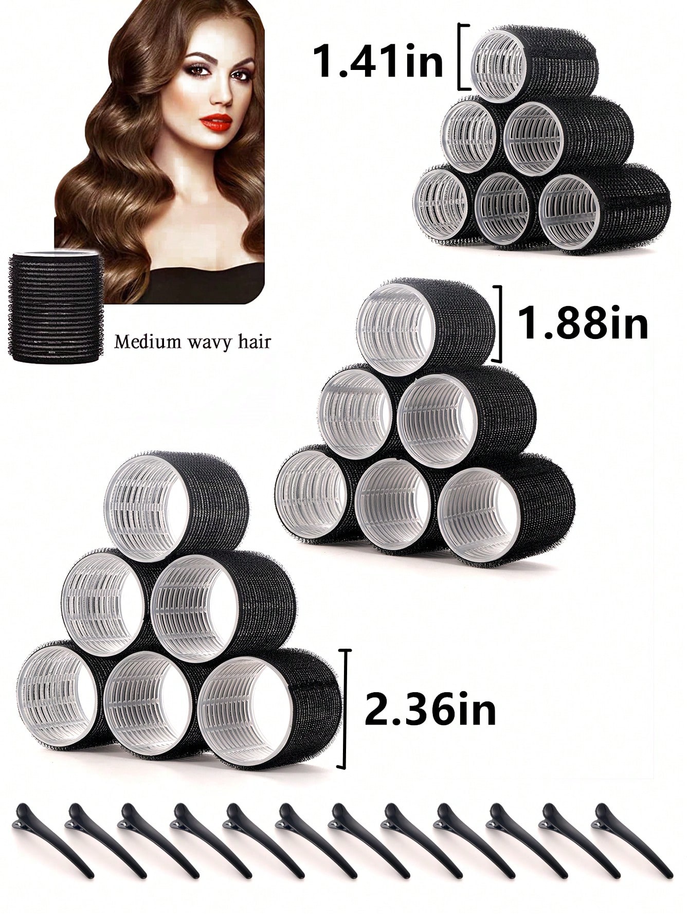 30pcs SelfAdhesive Hair Rollers Set For Different Hair Lengths,Hair