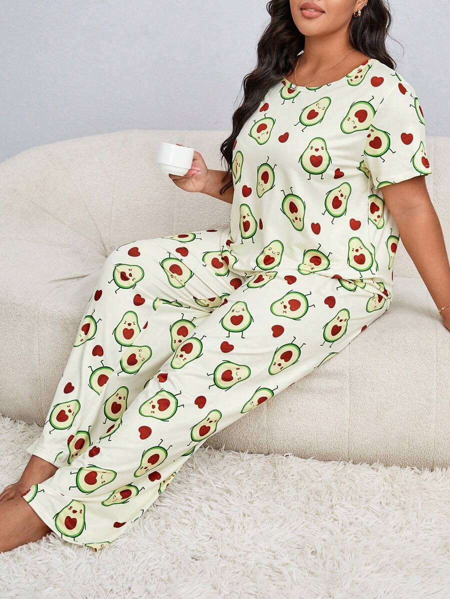 Conjunto de pijama con estampado de fruta talla grande