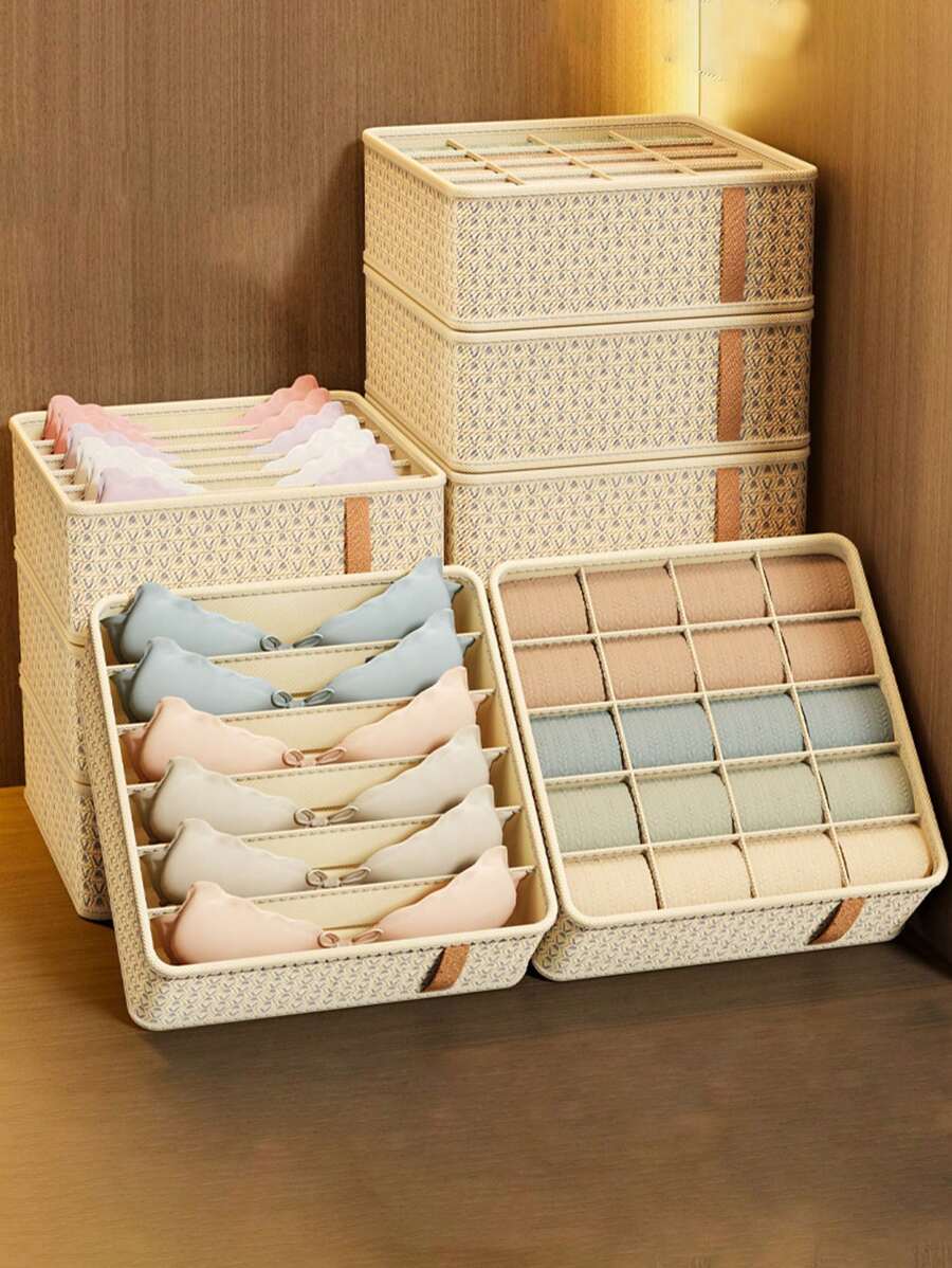 1 pieza Caja de almacenamiento de ropa interior con rejilla múltiple, decoración, decoración de festival, decoración de habitación, decoración del hogar, decoración de dormitorio, organizador, almacenamiento del hogar, para camisetas blancas de mujer, pantalones negros de mujer, ropa de invierno de señora, vestidos, ropa de invierno para señoras, vestidos elegantes de mujer, blusas blancas para señoras, manga larga, mono blanco para mujer, vestidos de primavera para mujer, atuendos de primavera para mujer, primavera, ropa de primavera, minimalista, almacenamiento de blusas de verano