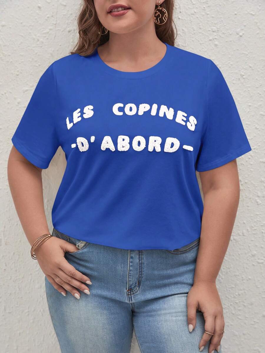 SHEIN Frenchy Plus Letter Graphic Tee