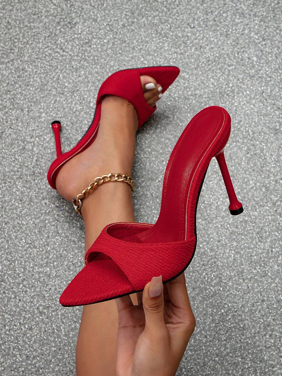 Women Pointy Toe Mules Stiletto High Heel Sandals