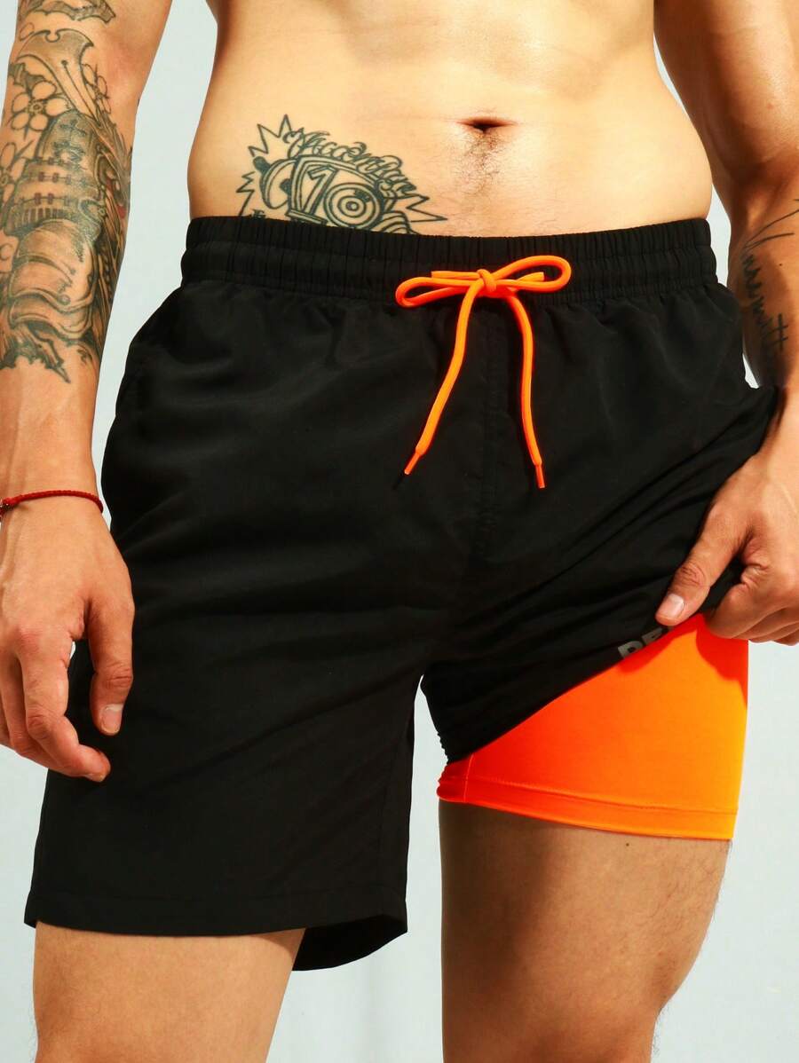 Manfinity VDAYZ Männer Badehose mit 2 in 1 Tunnelzug,