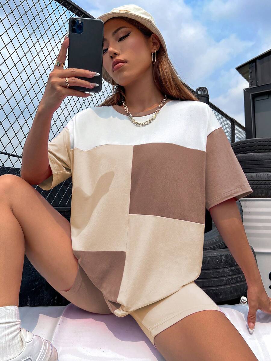 SHEIN MOOSTA à blocs de couleurs T-shirt & Short cycliste