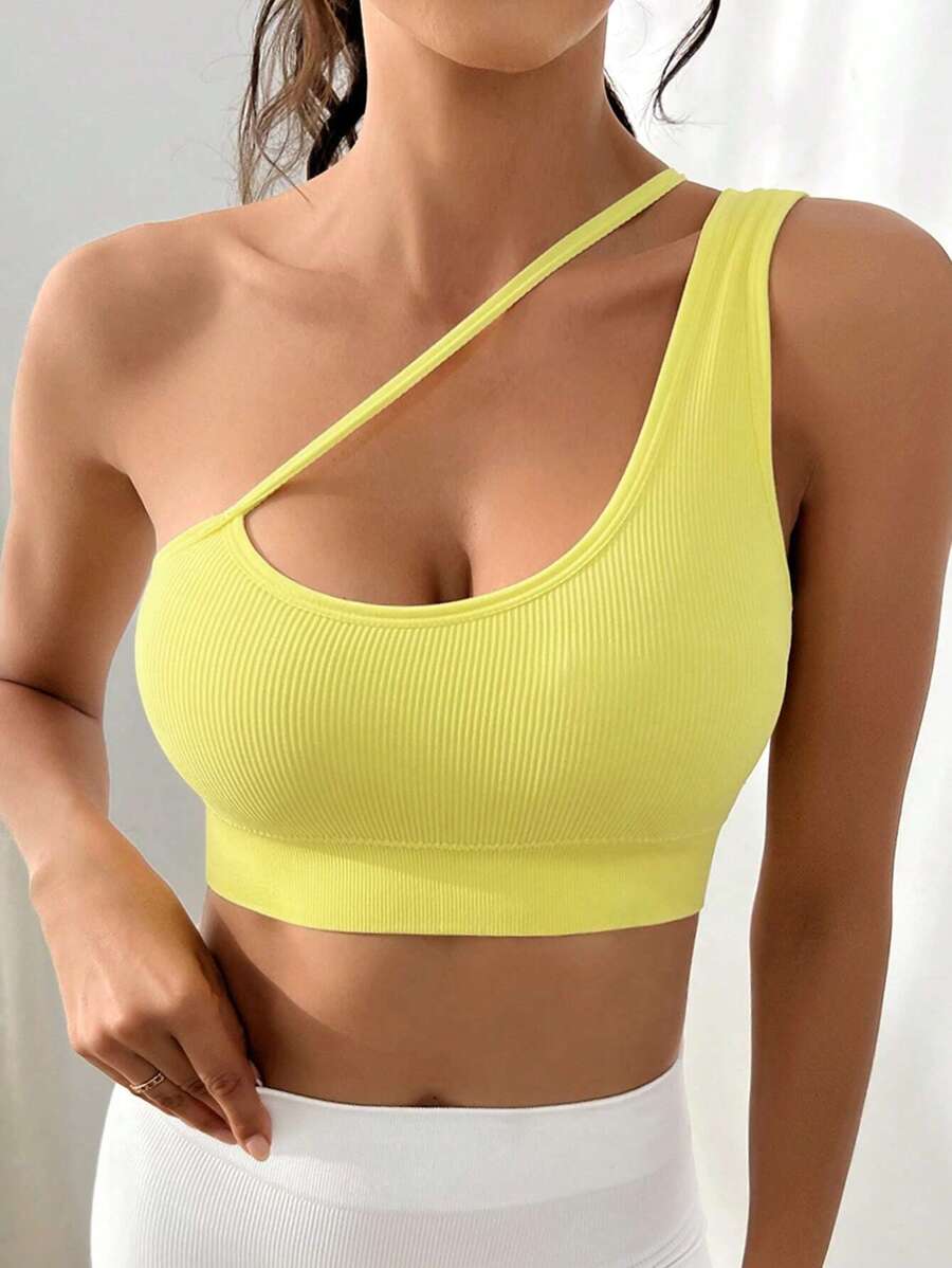 SHEIN Sport Studio Sujetador deportivo de un hombro crop