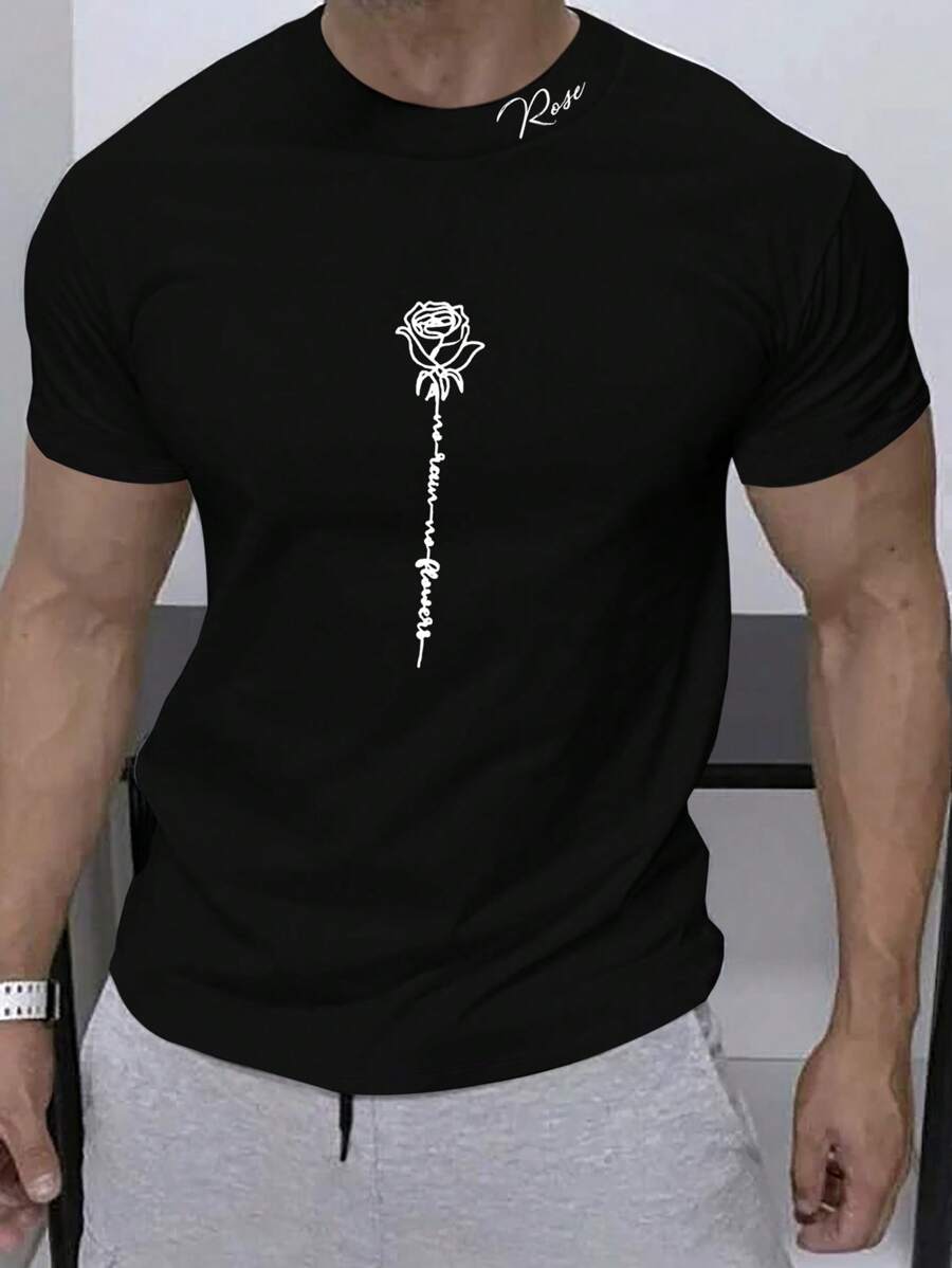 Manfinity Homme Casual Bloemen Tekst Heren T-shirts en tanks