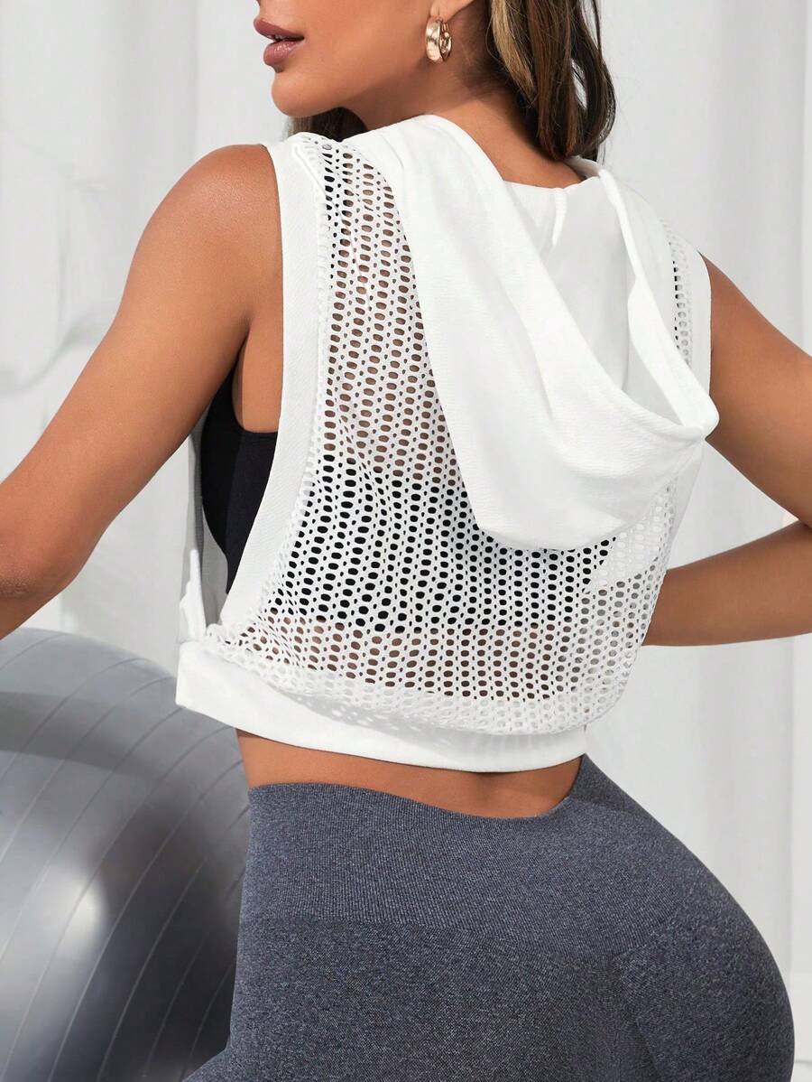 SHEIN Sport Studio Hollow Out Backless Hooded Sports Sweatshirt Cropped Hoodie