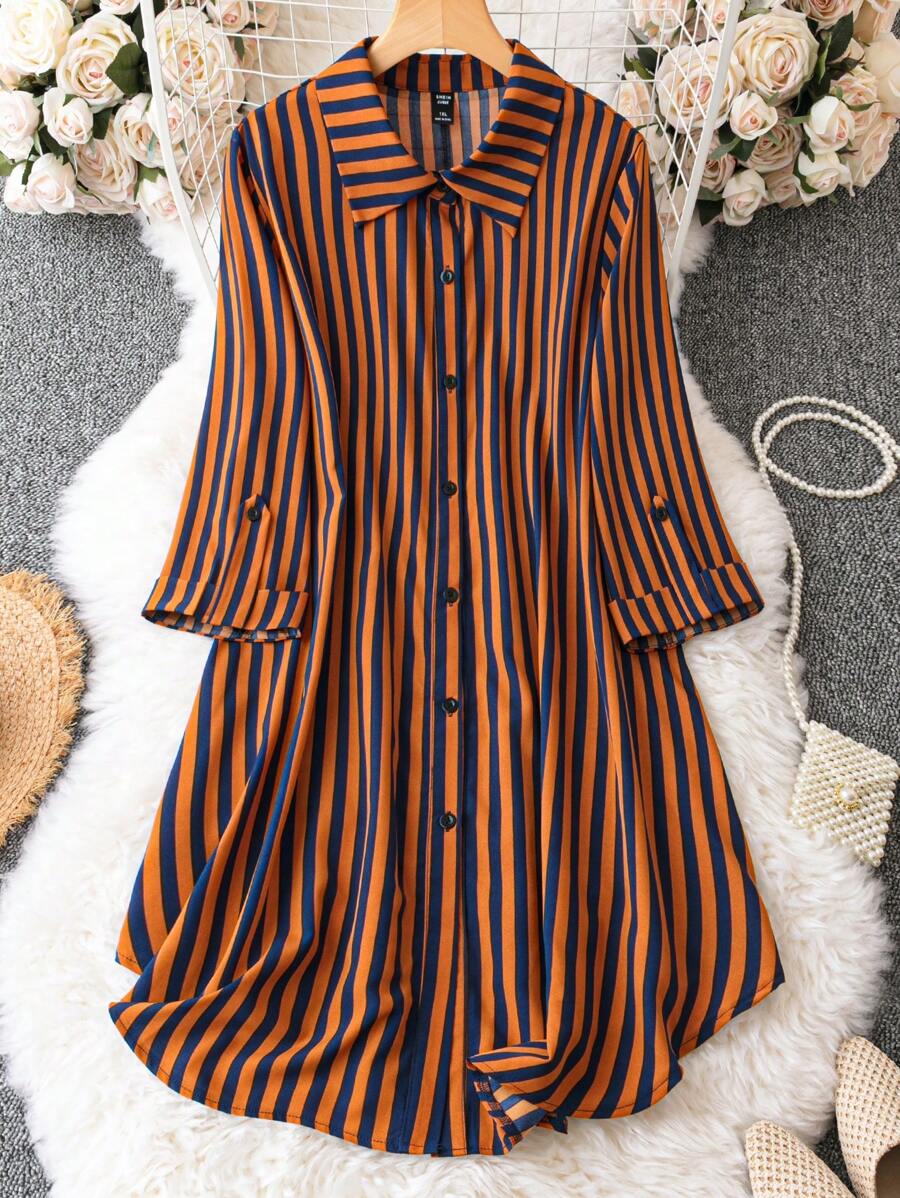 SHEIN Franclia Robe chemise à rayures