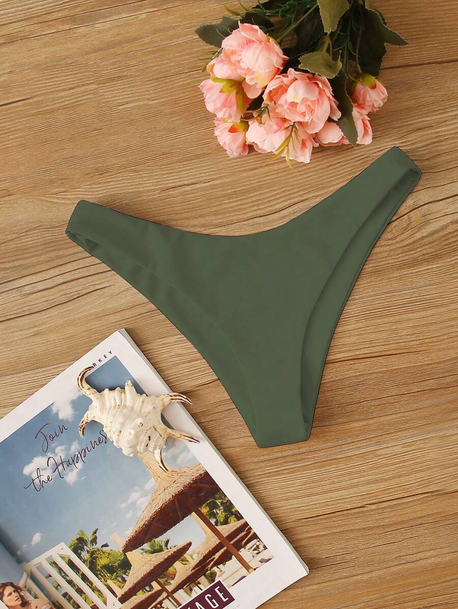 SHEIN Swim Summer Beach High Cut Bikini Bottom