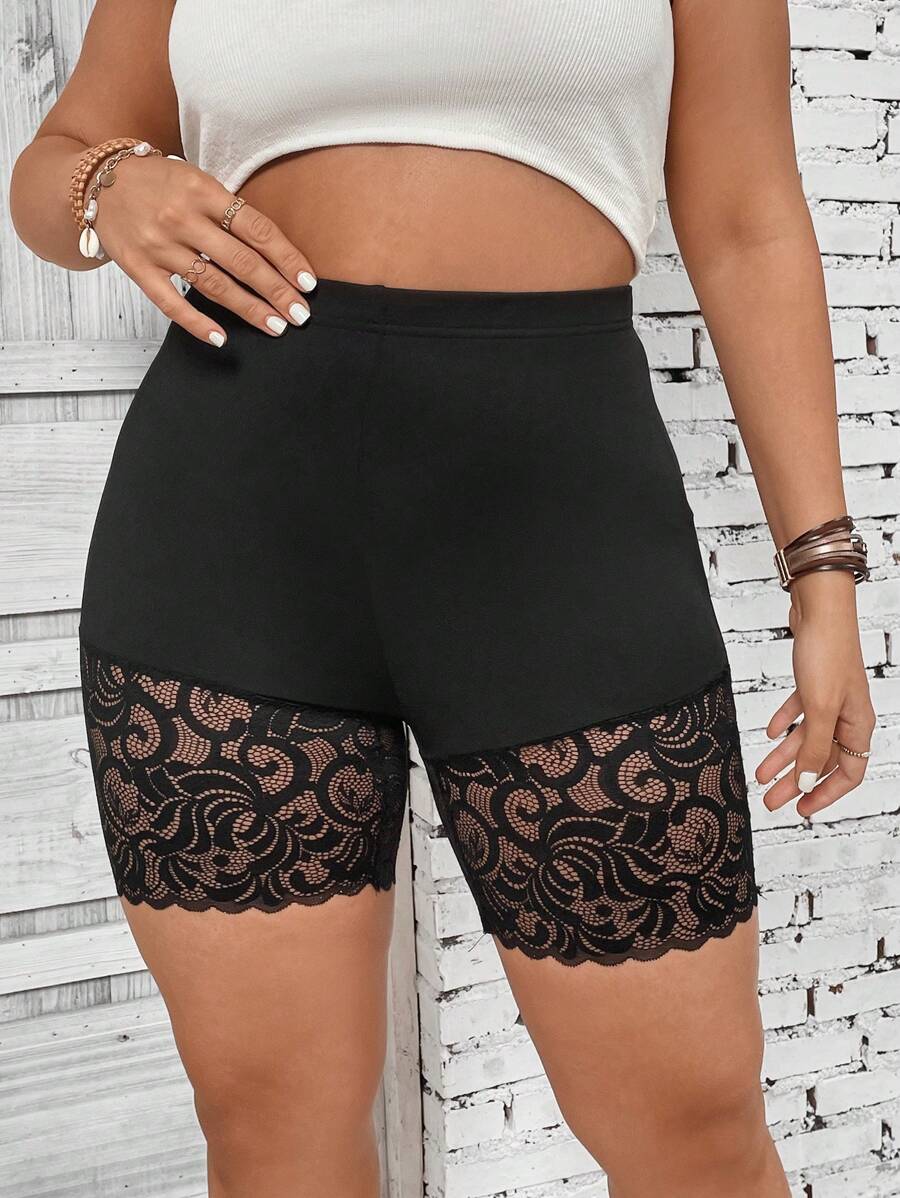 Celure Radlerhose mit Kontrast Spitzen,