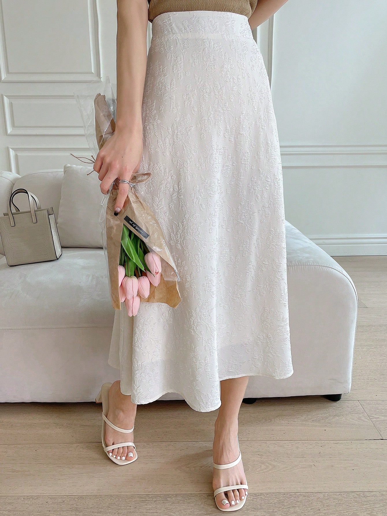 ★E.B.M★ Linen flare skirt EMP4WSK020 Linen Fit & Flare Midi Skirt - Stripe | Talbots