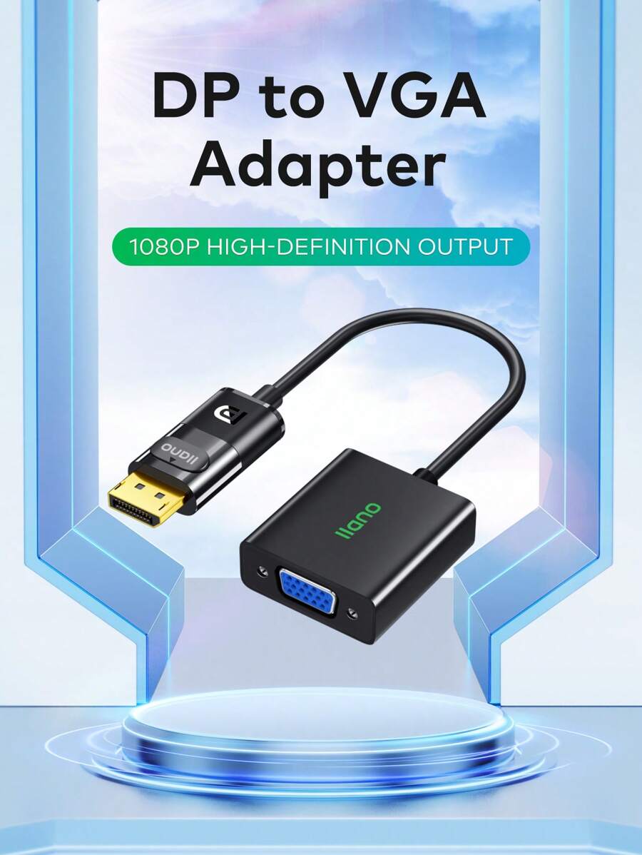 LLano DisplayPort naar VGA-adapter voor computer, desktop, laptop, pc, monitor, projector