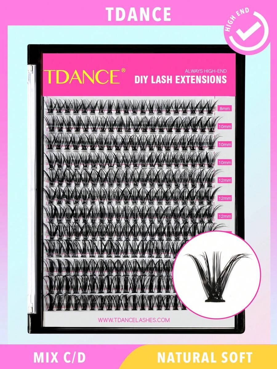TDANCE 1 caja de 240 piezas De pestañas rizadas CD, pestañas de visón sintético de 8-16mm, extensión de pestañas largas naturales DIY,pestañas pestans extensiones de pestañas