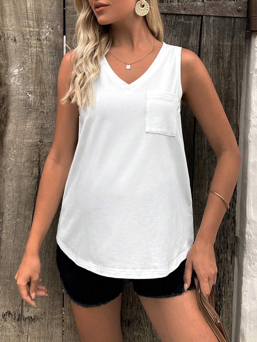 SHEIN Maternity Solid Pocket Patched Tank Top