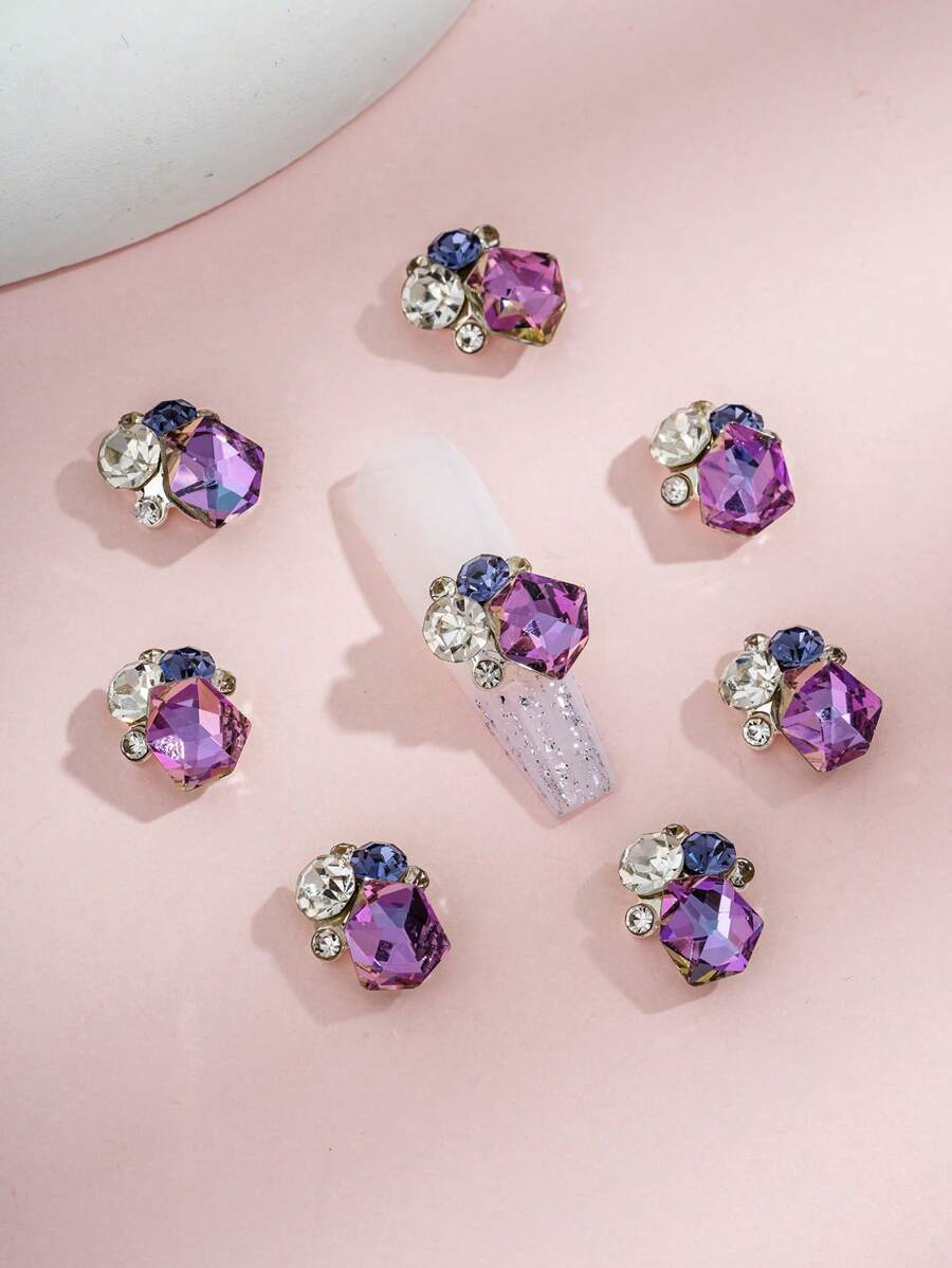 Rhinestone Nail Art Decoration, 8pcs Rhinestones Jewelry Nails Gems Nail Art Accessory DIY Manicure Supplies For Press On Nail Charms