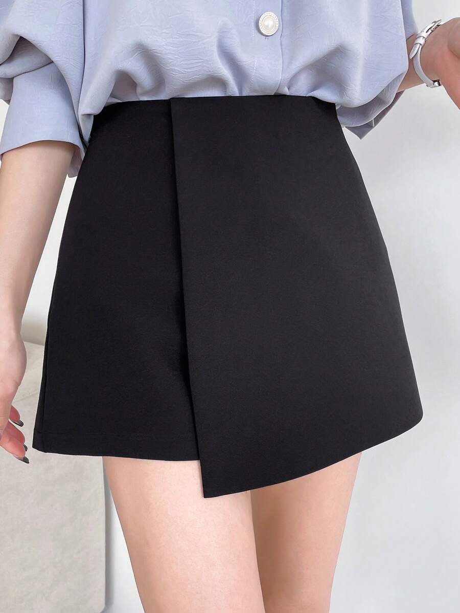 DAZY Solid Wrap Front Skort