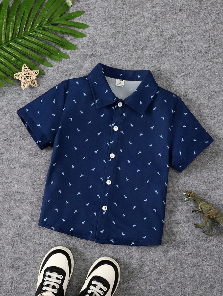 SHEIN Camisa Estampada Completa Para Niño Sin Camiseta Interior