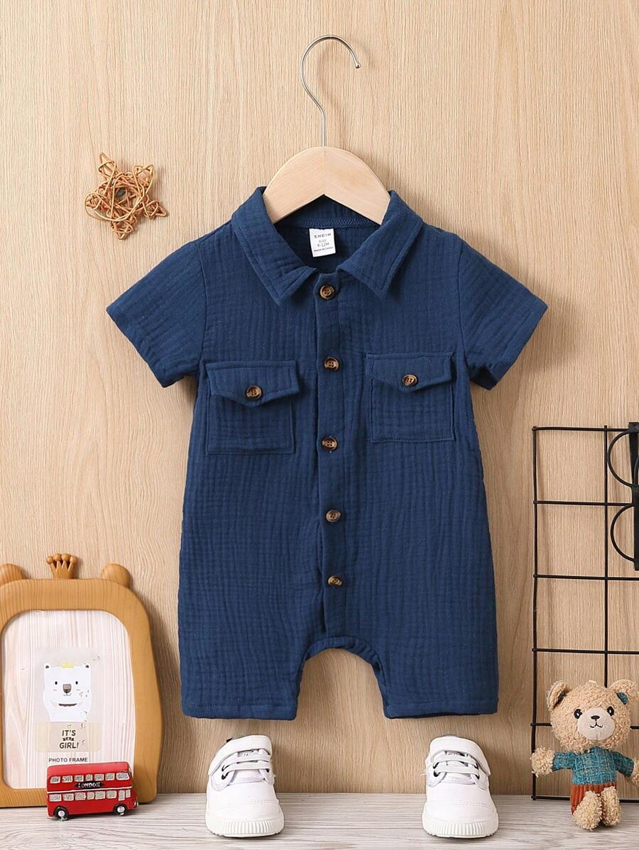 Baby Boy Reversible Pocket Shirt Romper