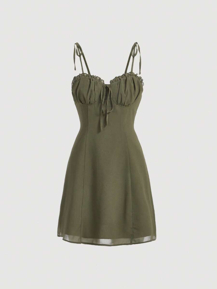 SHEIN MOD Cami Kleid mit einfarbig Rüschen,