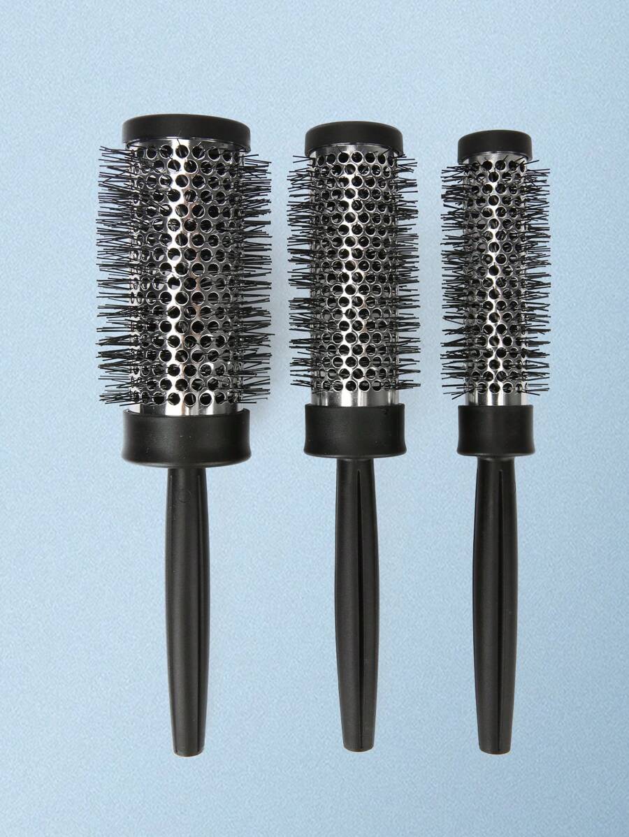 1pc Salon Nano Technology Negative Ion Silver Aluminum Tube Black Nylon Bristle Black Handle Hair Brush