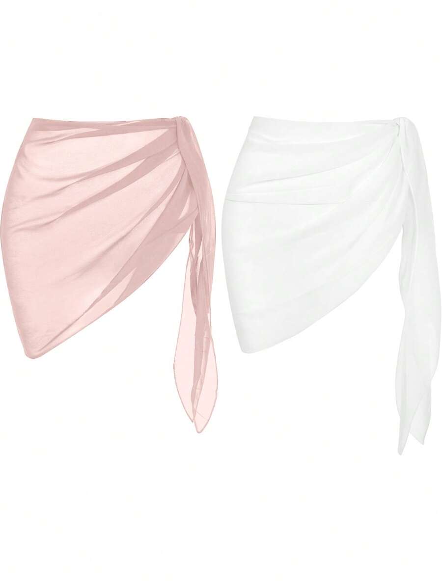 Swim Basics Summer Beach 2packs Chiffon Cover Up Skirt