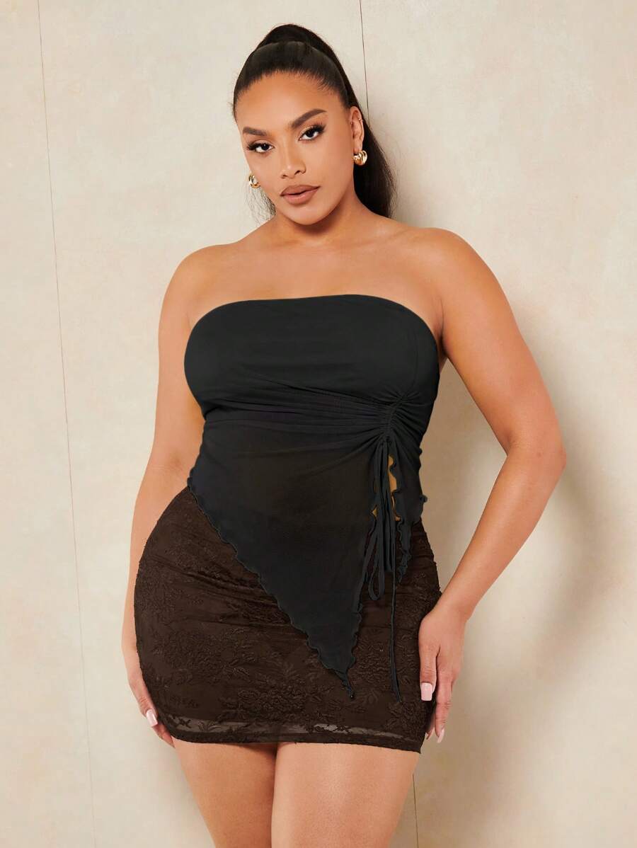 SHEIN BAE Top typu tuba ze ściągaczem po bokach i asymetrycznym dołem