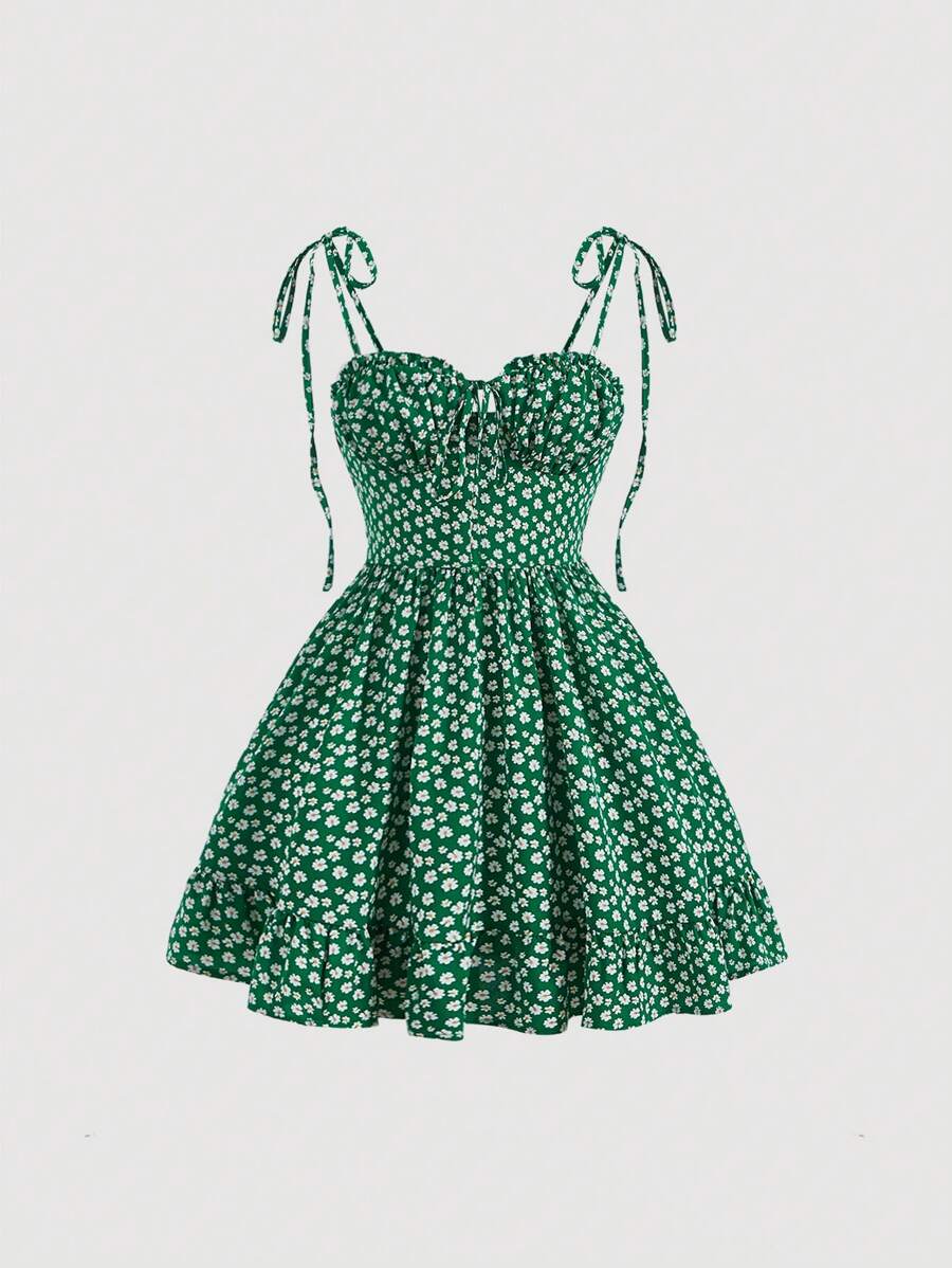 SHEIN MOD Ditsy Floral Print Tie Shoulder Cami Dress