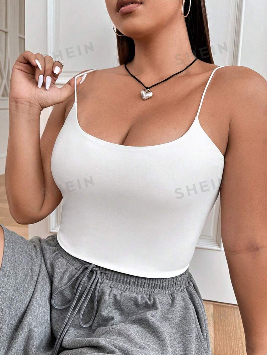 SHEIN EZwear Top Camisero Blanco Liso