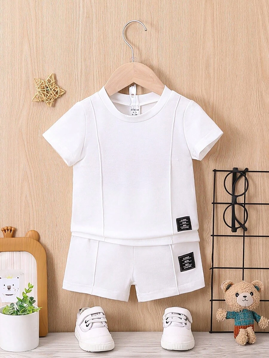 Neonati Set pantaloncini e Maglietta toppa con lettera
