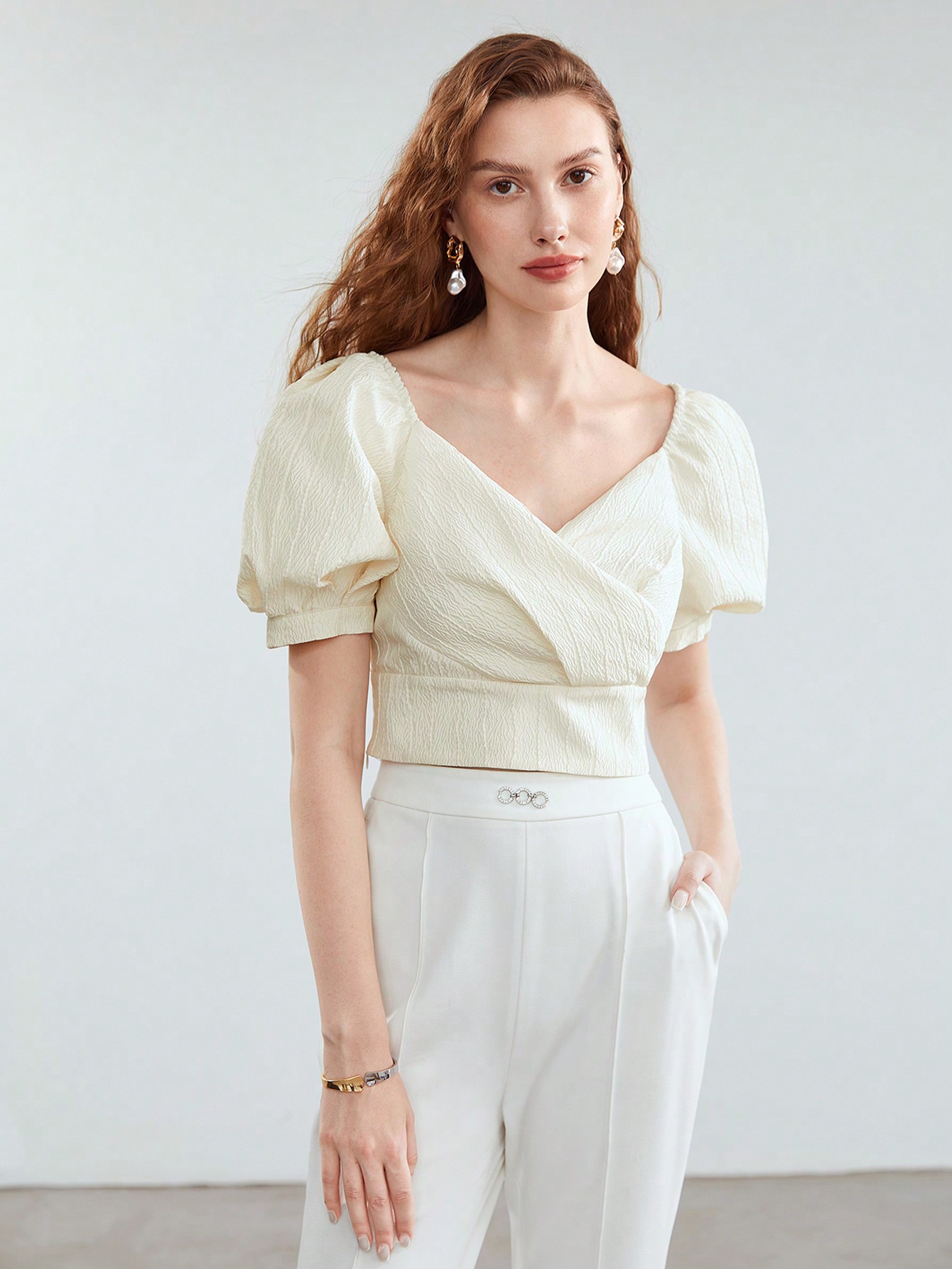 yo BIOTOP】cupro gather puff blouse 未使用【yo BIOTOP】cupro