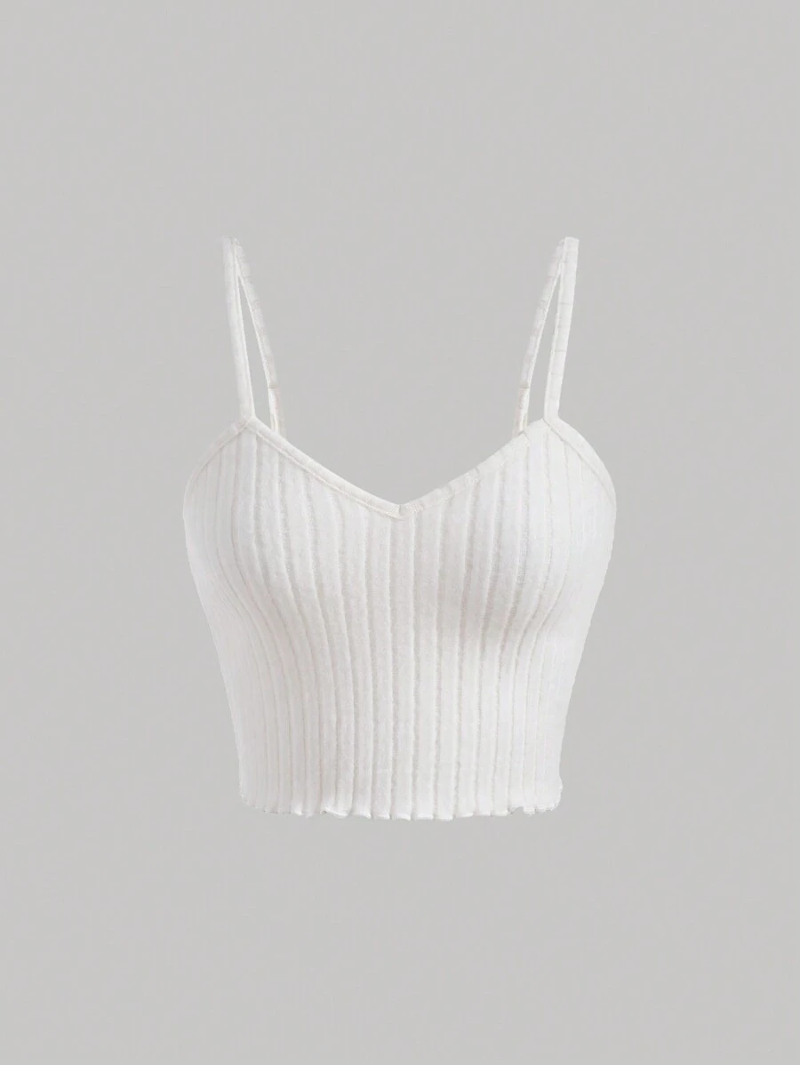 SHEIN MOD White Summer Top Lettuce Trim Cami Top