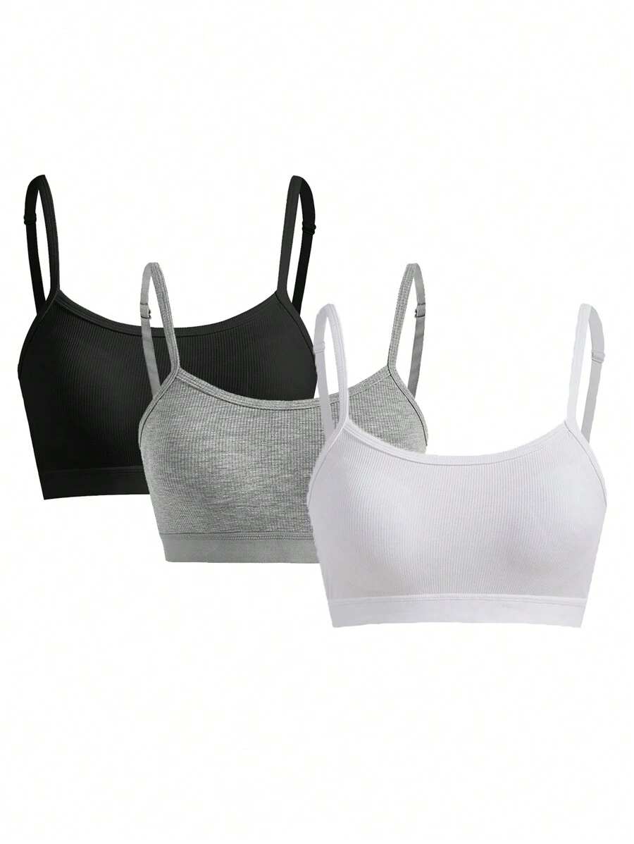 Ocili Ocili Bralette suave y elástico de 3 paquetes con copas moldeadas livianas y de tejido acanalado suave