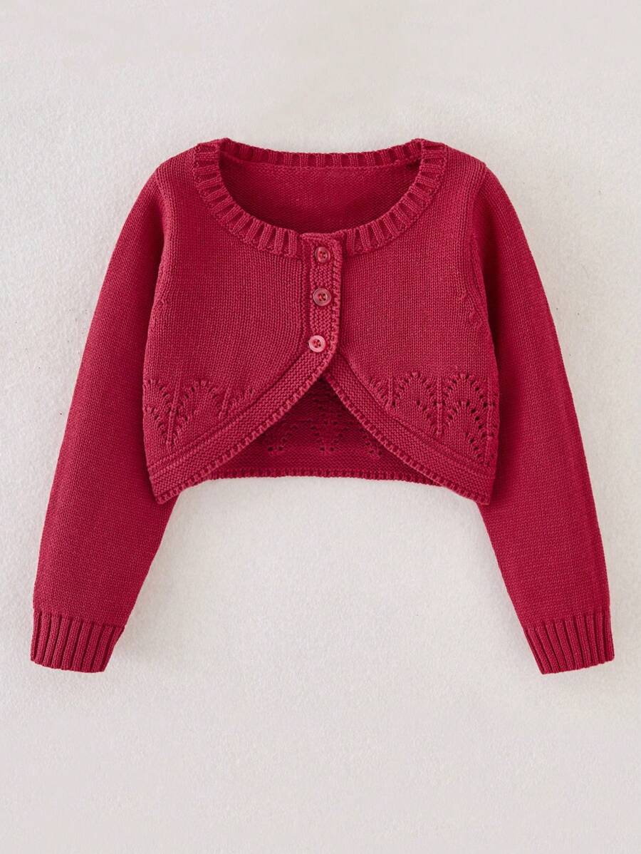 One-Piece Tween Girl's Elegant Retro Three-Button Curved Hem Cardigan Autumn And Winter