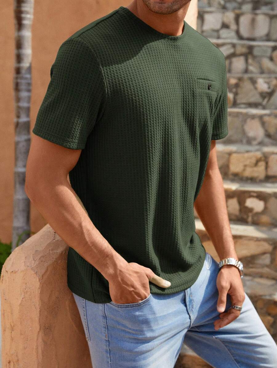 Manfinity RelaxMax Men Solid Waffle Knit Tee