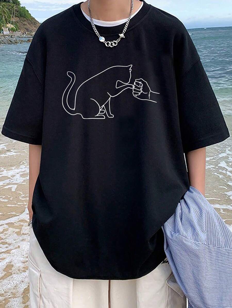 Manfinity RebelGame Tricou pentru bărbați cu desene animate cu umeri