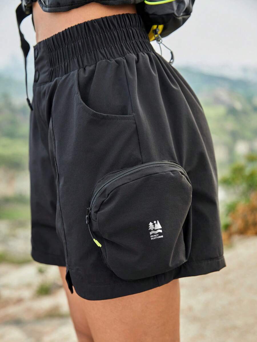 In My Nature In My Nature Women Summer Casual Elastic Waist Multi-Pocket Outdoor Shorts Drawstring Shorts