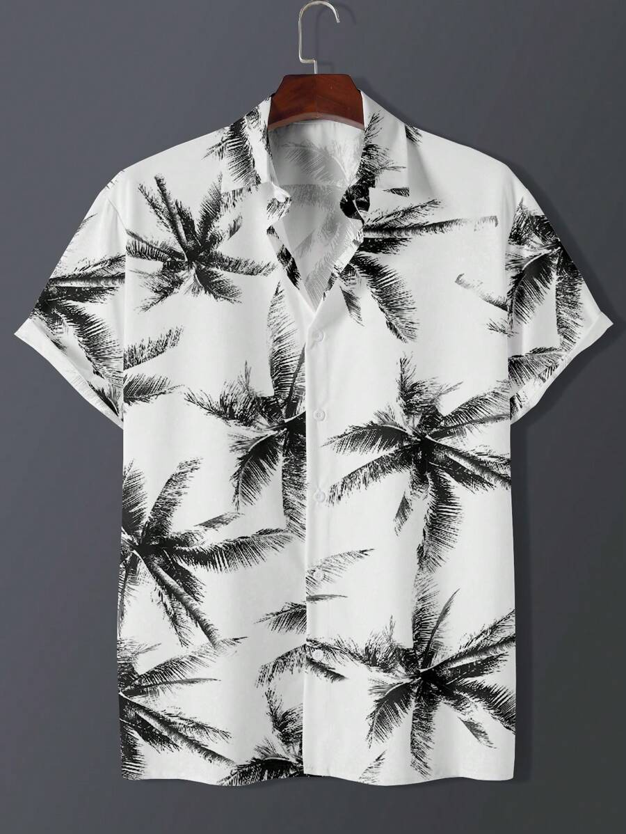 Manfinity Dauomo Hombres Camisa con estampado tropical