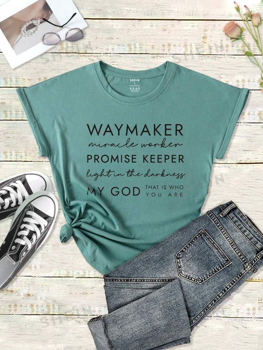 INAWLY Camiseta gráfica con lema para mujer