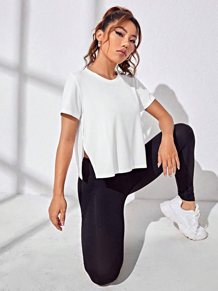 SHEIN Sport Studio Débardeur sport casual à ourlet asymétrique pour femmes, polyvalent et confortable pour la gym, débardeur d'entraînement