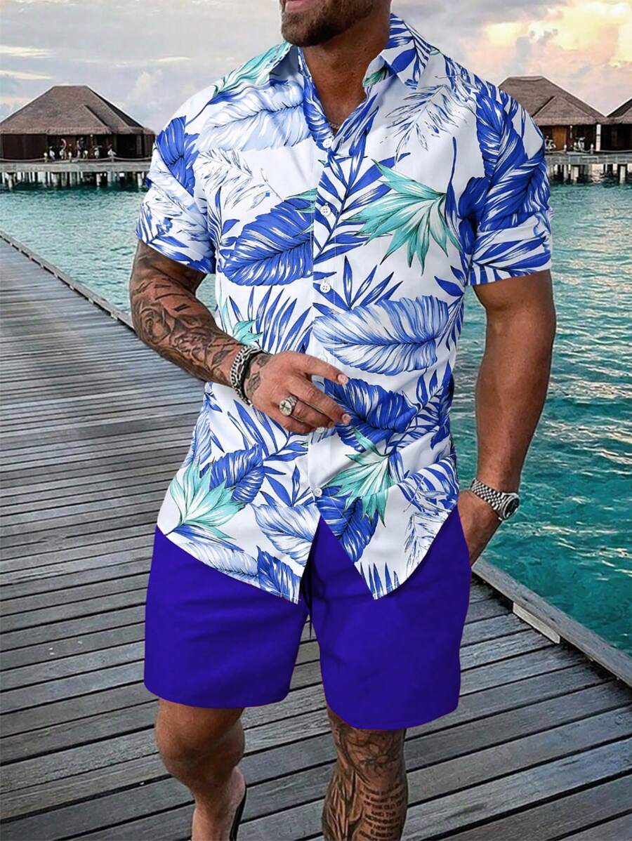 Manfinity RSRT Men Tropical Print Shirt & Shorts