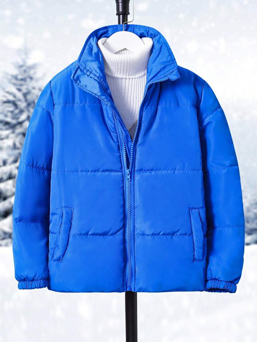 SHEIN Tween Boy 1pc Zipper Front Padded Coat